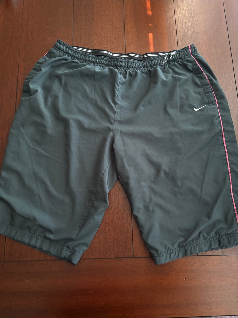 Nike Men's Charcoal Athletic Shorts with Pink Piping Size XL